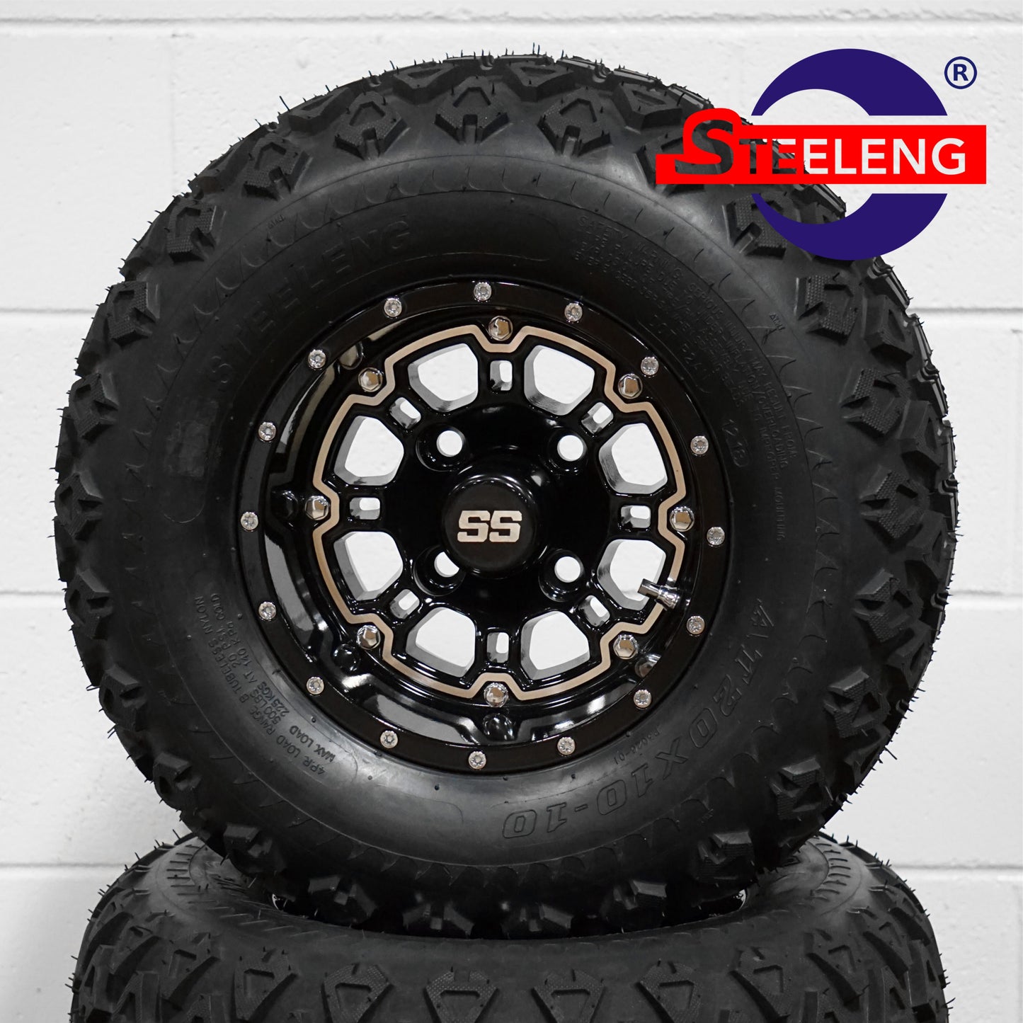 STEELENG 10” Black ‘PANTHER’ wheels with 20"x10"-10" All Terrain tires
