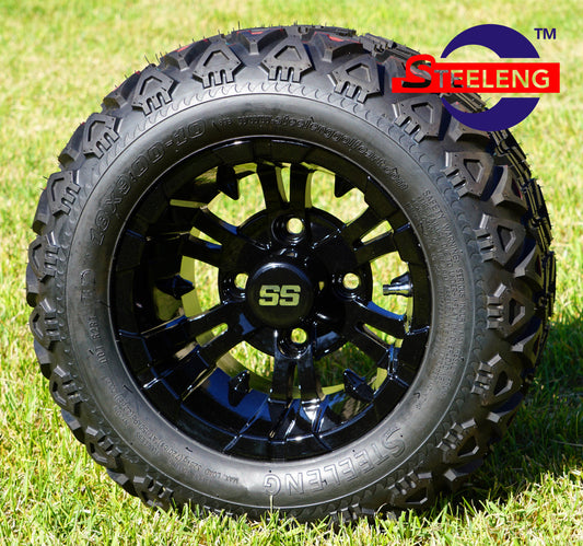 STEELENG 10” Black ‘VAMPIRE’ wheels with 18"x9"-10" All Terrain tires