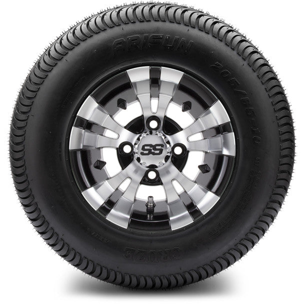 MODZ® 10" Vampire Machined Black Wheels on Arisun Cruze 205/65-10 Street Tire