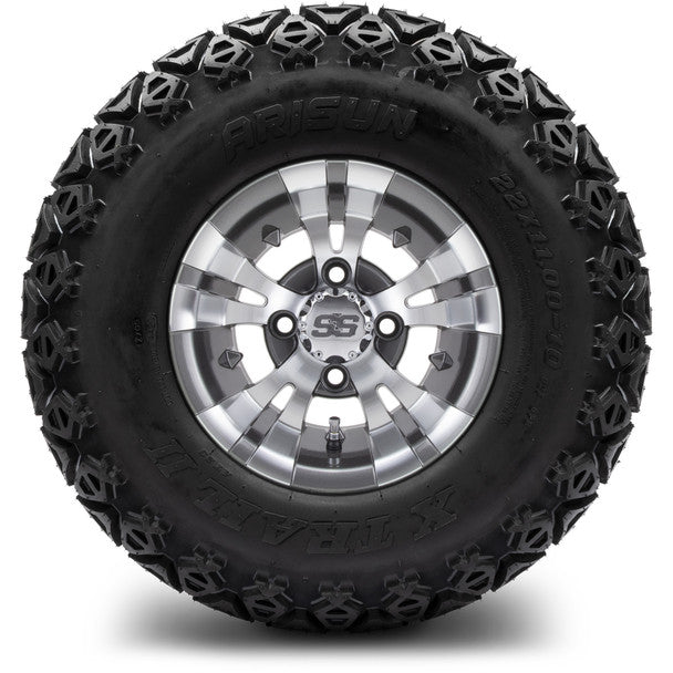 MODZ® 10" Vampire Gunmetal Wheels on 22x11.00-10 X-Trail All-Terrain Tires