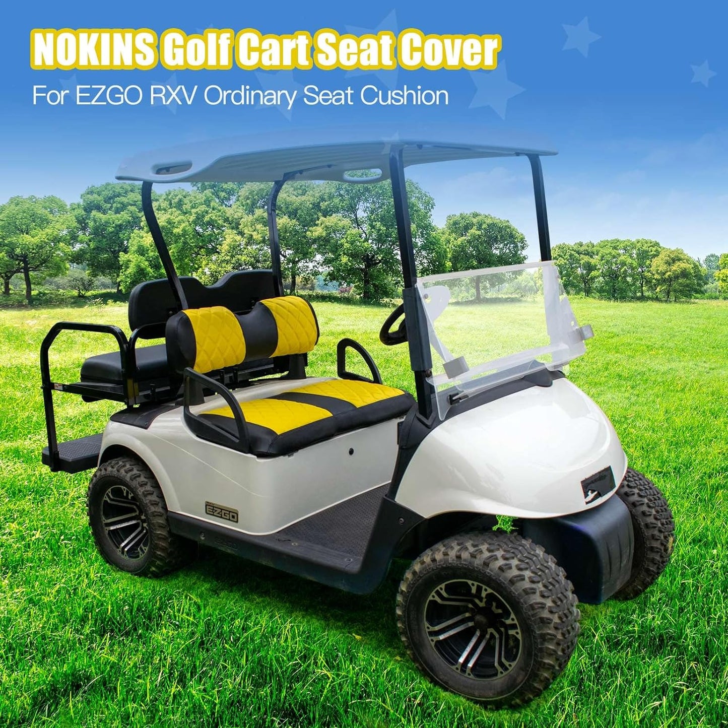 Nokins Seat Cover (Black & Yellow) EZGO RXV