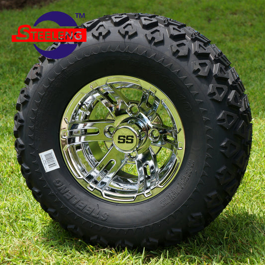 STEELENG 10” Chrome ‘BULLDOG’ wheels with 20"x10"-10" All Terrain tires