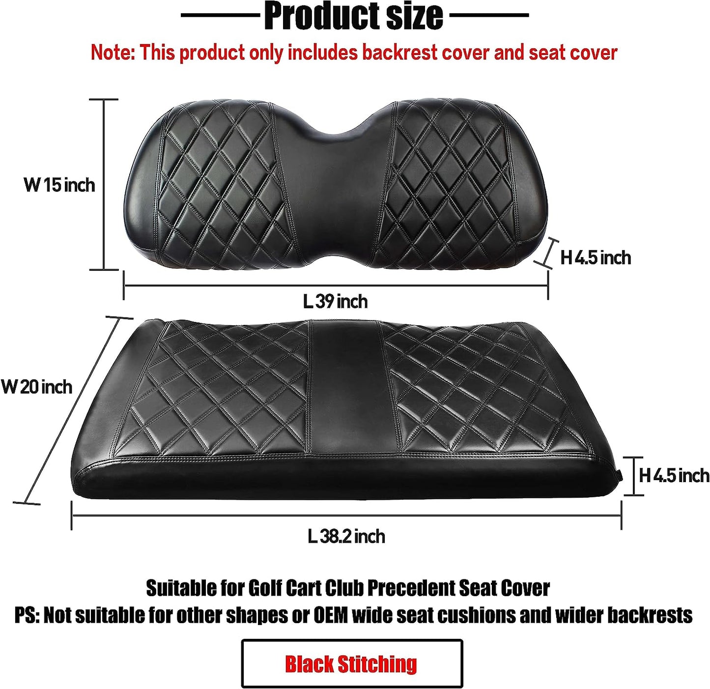 Nokins Seat Cover (Black With Black Stitching) Club Car Precedent