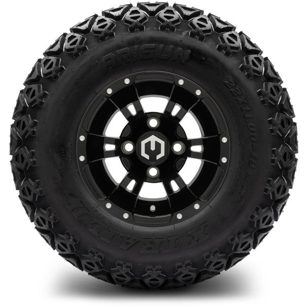 MODZ® 10" Ambush Glossy Black Wheels on 22x11.00-10 X-Trail All-Terrain Tires