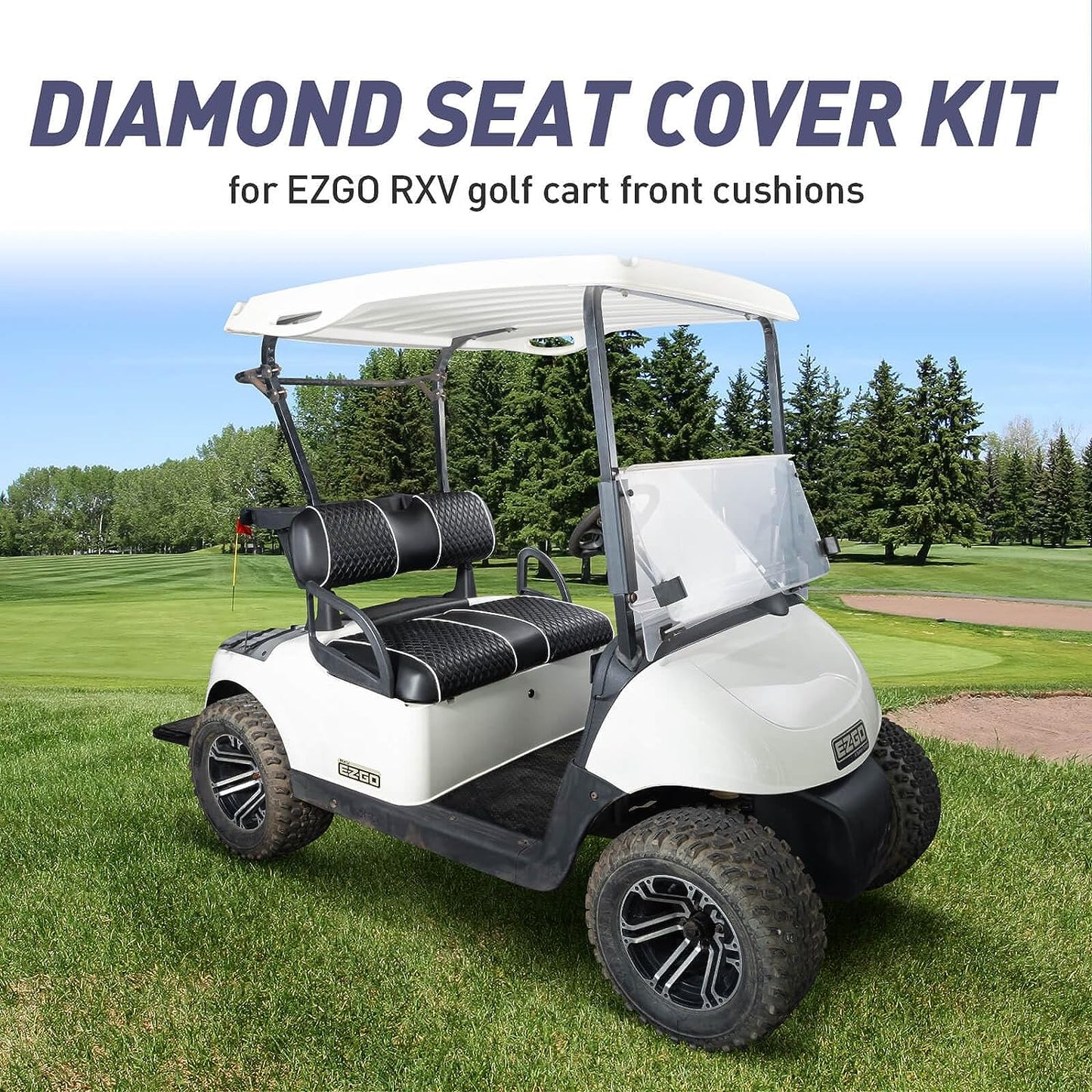 Nokins Seat Cover (Black with White Bone) EZGO RXV