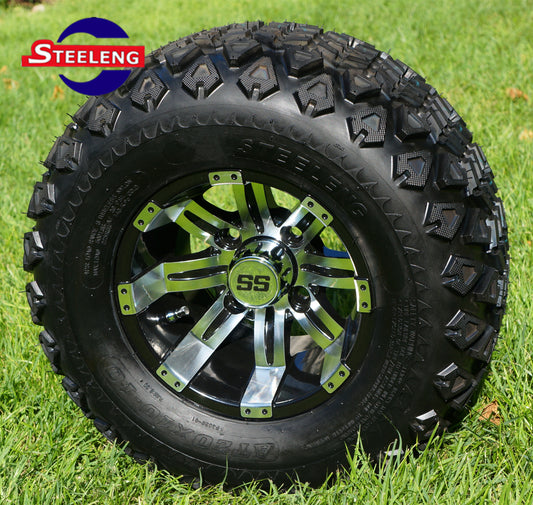 STEELENG 10” Machined/Black ‘TEMPEST' wheels with 20"x10"-10" All Terrain tires