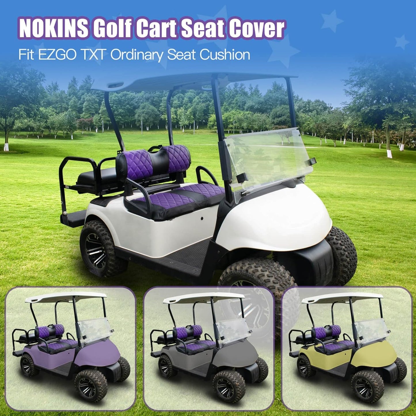 Nokins Seat Cover (Black & Purple) EZGO TXT