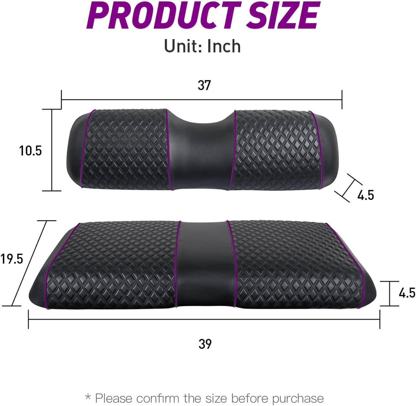 Nokins Seat Cover (Black with Purple Bone) EZGO RXV