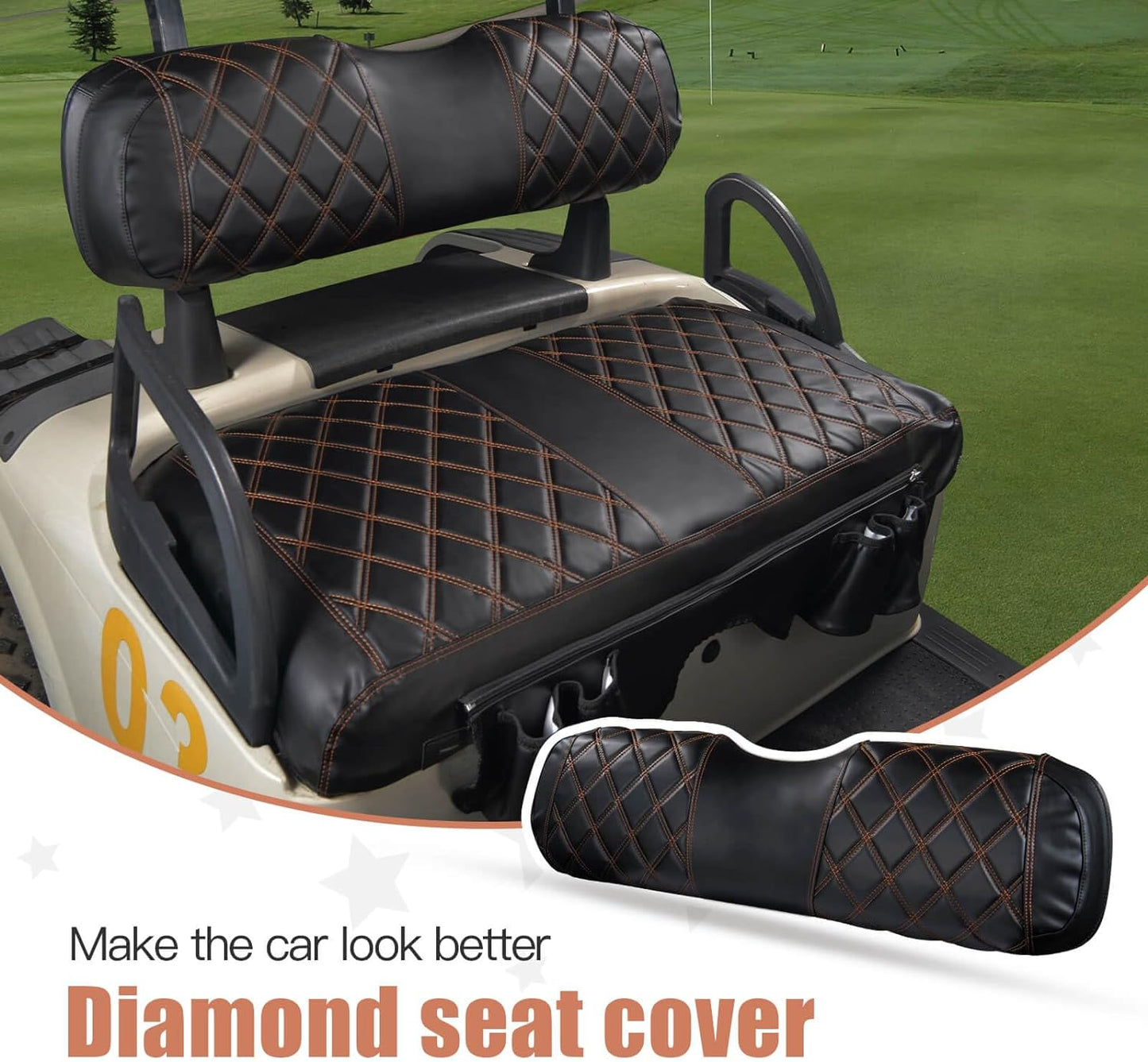 Nokins Seat Cover (Black with Brown Stitching (Pockets)) EZGO RXV