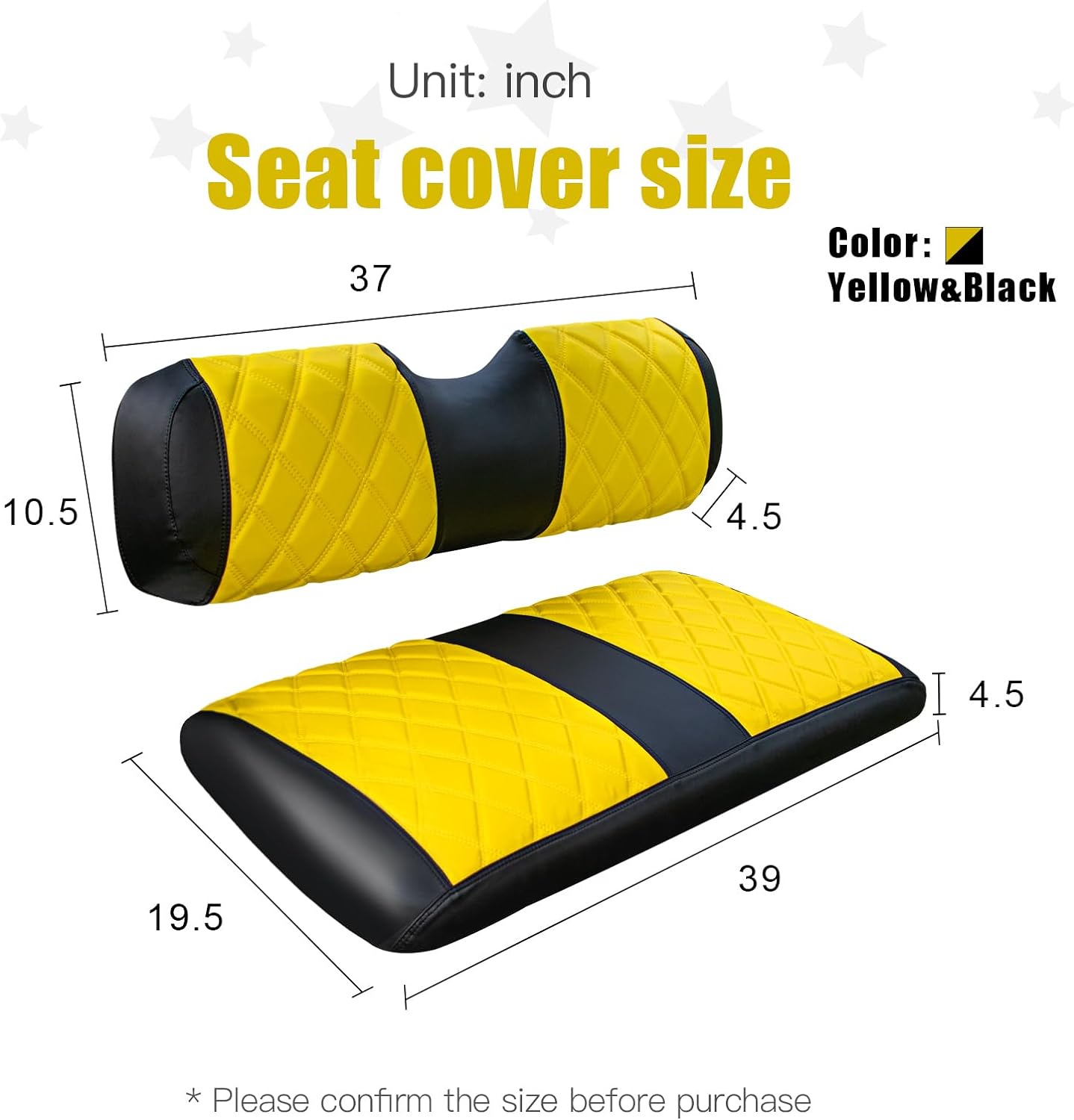 Nokins Seat Cover (Black & Yellow) EZGO RXV