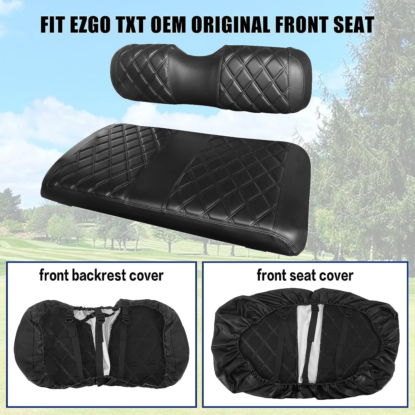 Nokins Seat Cover (Black with Black Stitching) EZGO TXT