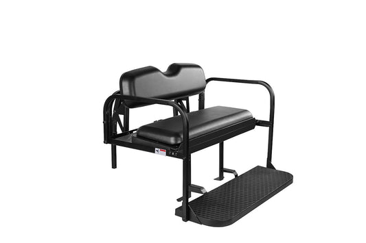EZGO RXV Rear Flip Seat Kit with Fold Down Pad (Black Cushions) (2008-2023)