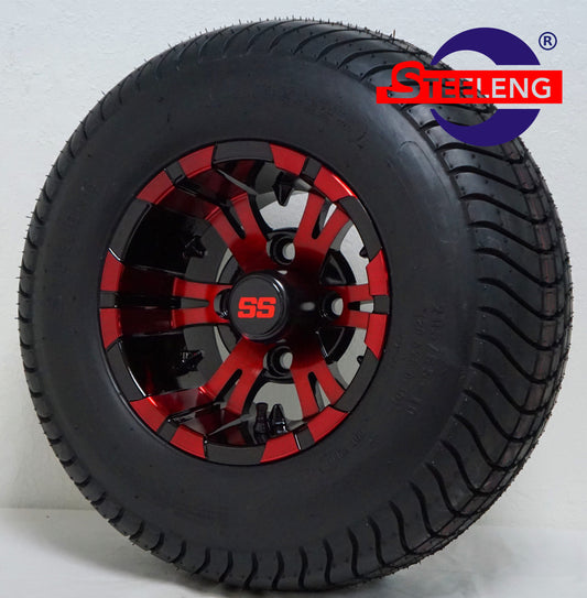 STEELENG 10” Red/Black Vampire wheels with 205/65-10 Street Tires