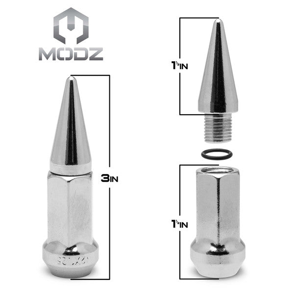 MODZ® Spiked Chrome Lug Nuts (Standard Lugs) - Pack of 16