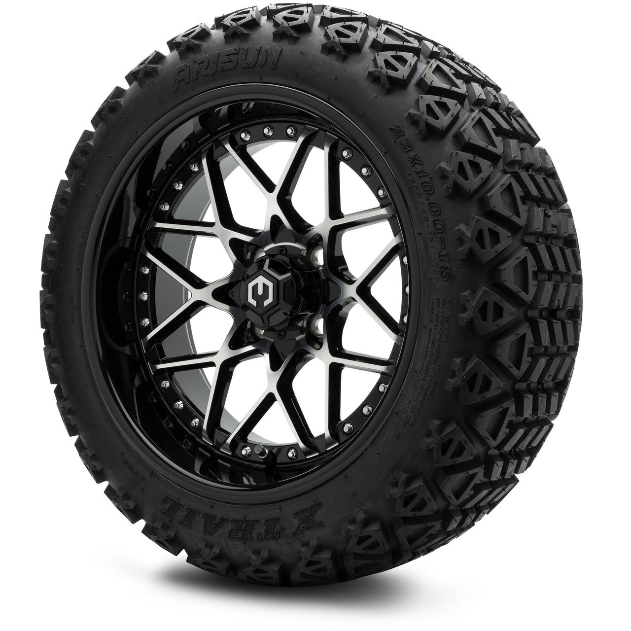 MODZ® 15" Formula Machined Black Wheels & 23x10x15 Off-Road Tires