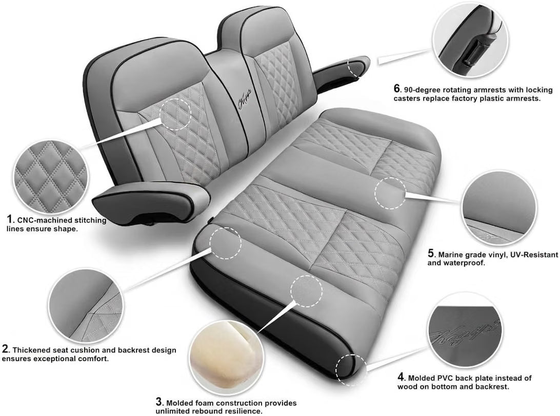 CLUB CAR PRECEDENT/TEMPO GOLF CART FRONT SEAT/BACKREST CUSHION SET GRAY