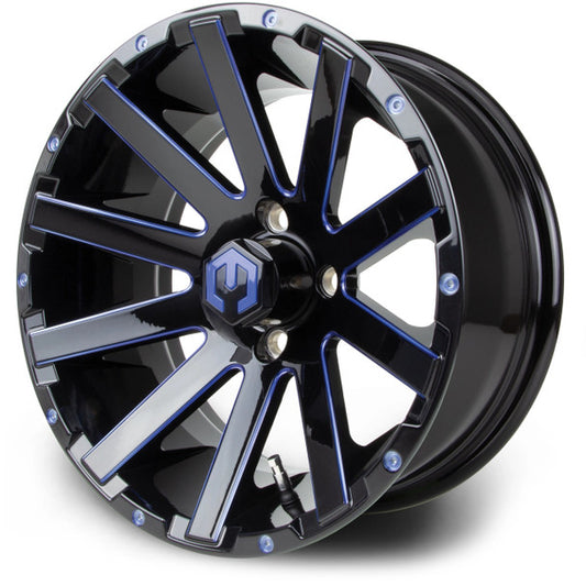 MODZ® Mauler Blue & Black 14" Golf Cart Wheel