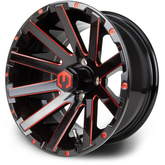 MODZ® Mauler Red & Black 14" Golf Cart Wheel