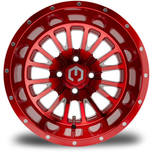 MODZ® Assassin Brushed Red with Ball Mill 14" Golf Cart Wheel