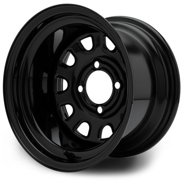 MODZ® Steel D-Window Glossy Black 12" Golf Cart Wheel