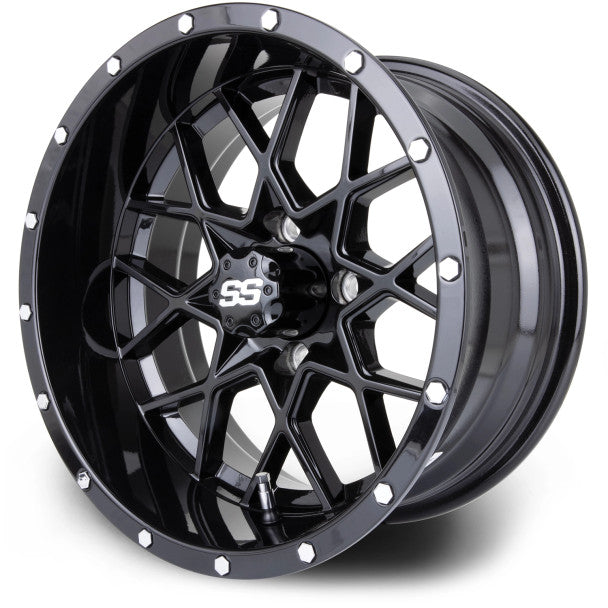 MODZ® Vortex Glossy Black 14" Golf Cart Wheel