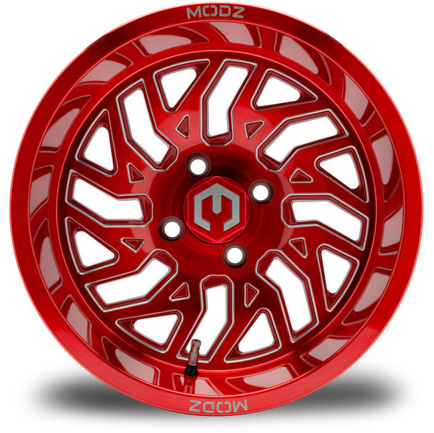 MODZ® Carnage Brushed Red Ball Mill 14" Golf Cart Wheel