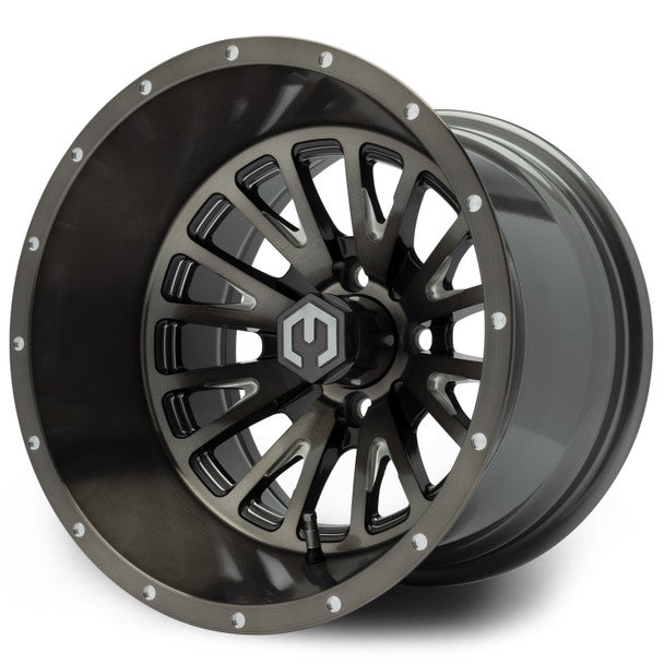 MODZ® Assassin Brushed Gunmetal with Ball Mill 14" Golf Cart Wheel