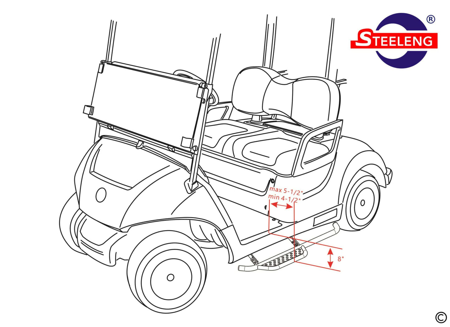 Yamaha Drive 2 Golf Cart Nerf Bars (Side Steps) (set of 2)