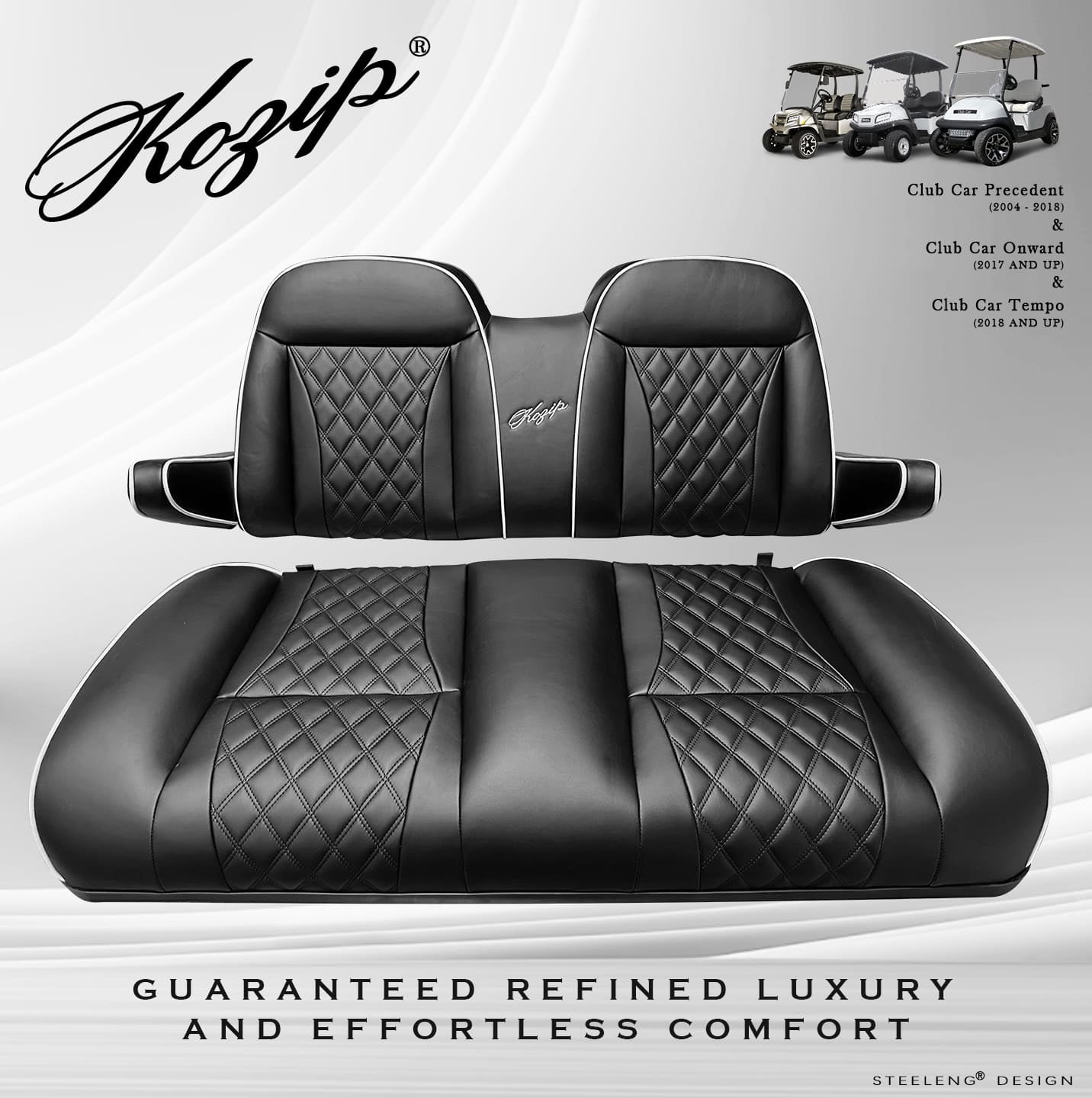 CLUB CAR PRECEDENT/TEMPO GOLF CART FRONT SEAT/BACKREST CUSHION SET BLACK