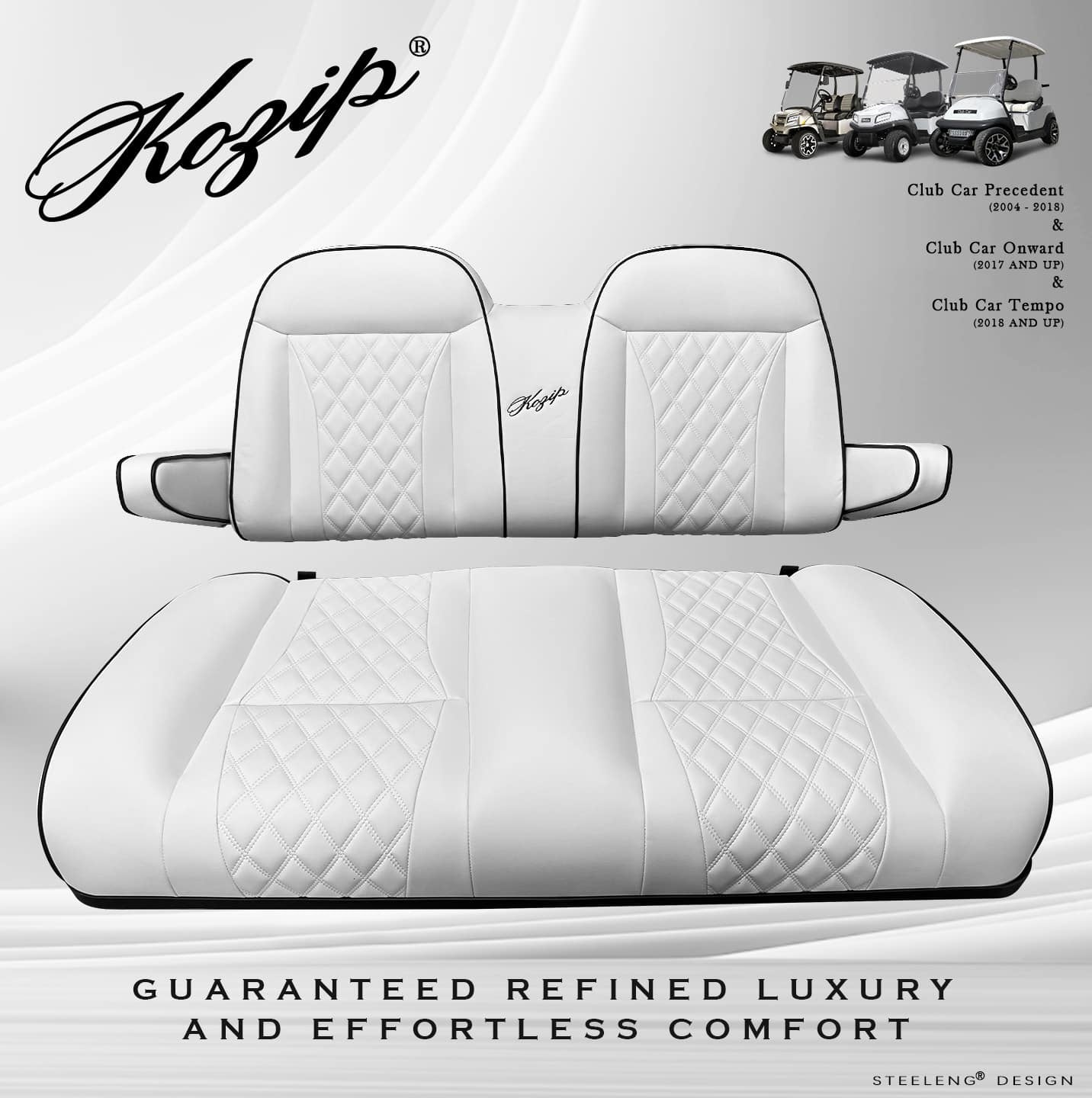 CLUB CAR PRECEDENT/TEMPO GOLF CART FRONT SEAT/BACKREST CUSHION SET WHITE