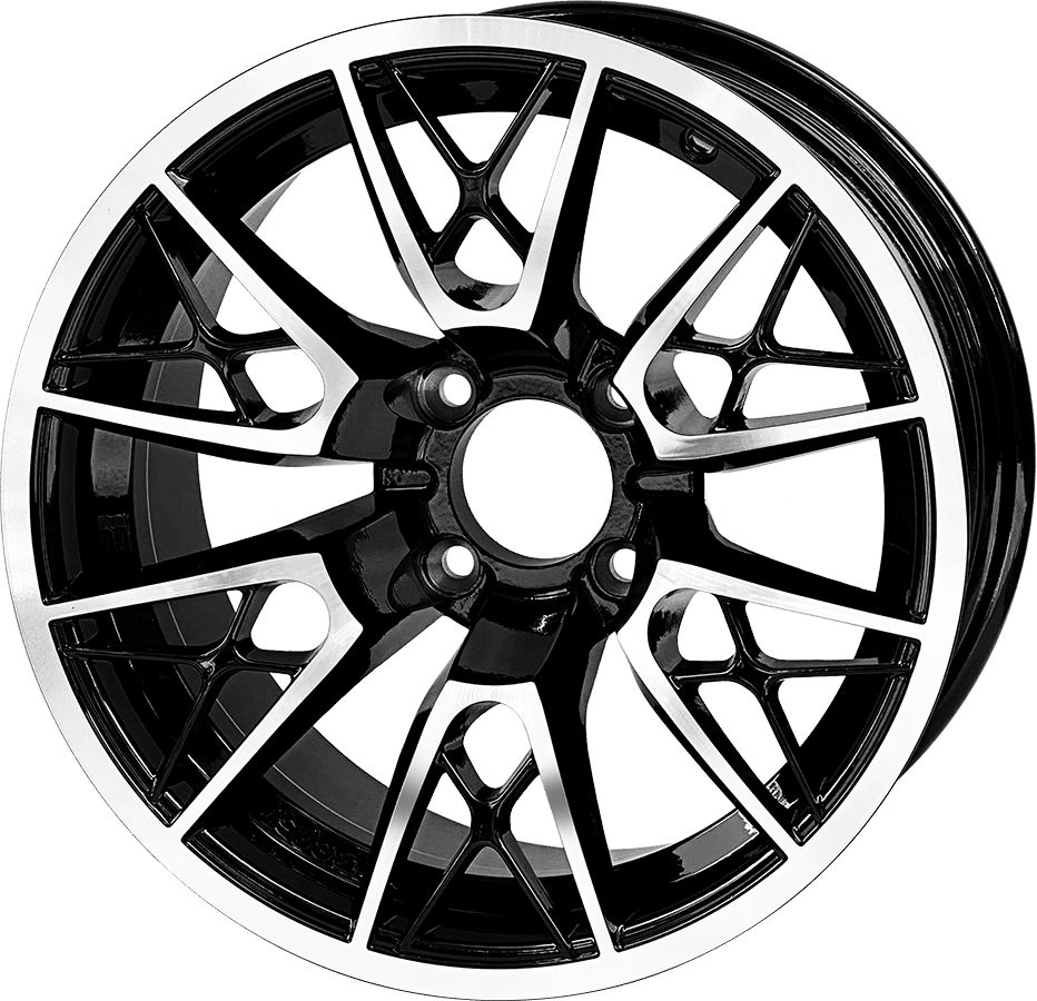 14″ Saber Tooth Machined Black Wheel – Aluminum Alloy