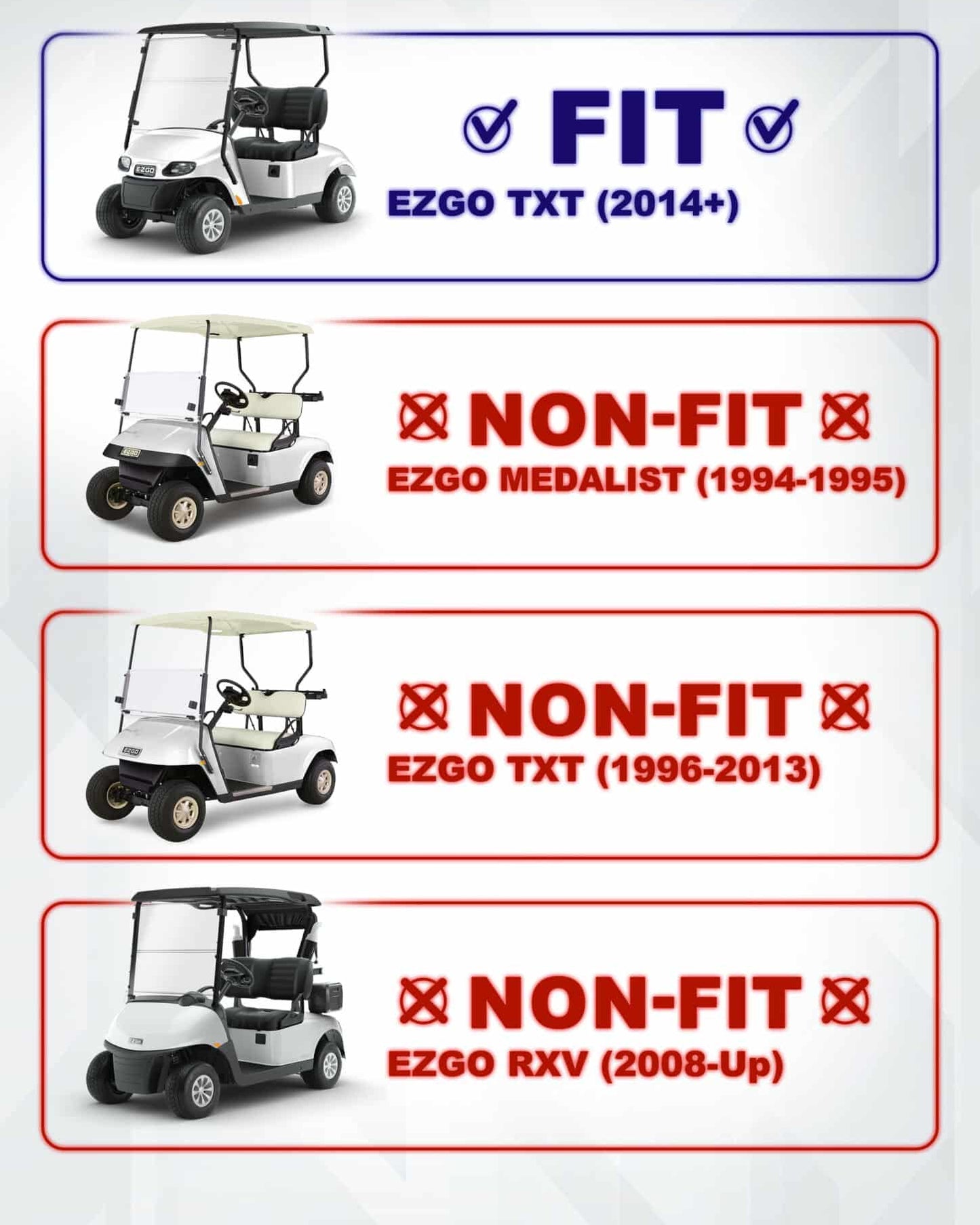 2014+ EZGO TXT Tinted Foldable Windshield With Vents