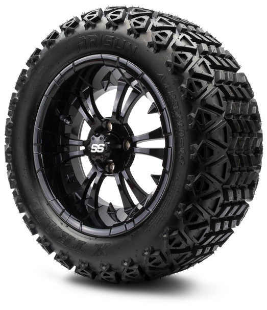 14" Vampire Glossy Black Wheels & Off-Road Tires Combo MODZ