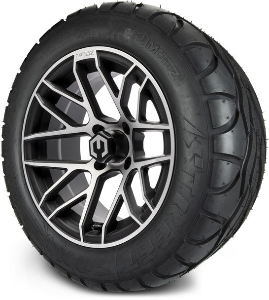 14" Matrix Machined Black Wheels & Street Tires Combo MODZ