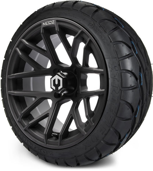 14" Matrix Matte Black Wheels & Street Tires Combo MODZ