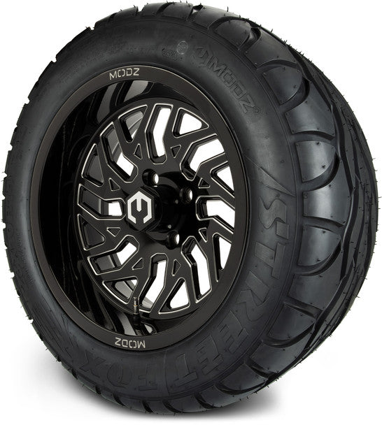 14" Carnage Glossy Black with Ball Mill Wheels & Street Tires Combo MODZ