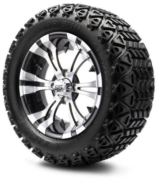 14" Vampire Machined Black Wheels & Off-Road Tires Combo MODZ