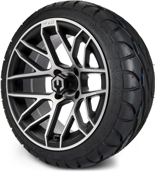 14" Matrix Machined Black Wheels & Street Tires Combo MODZ