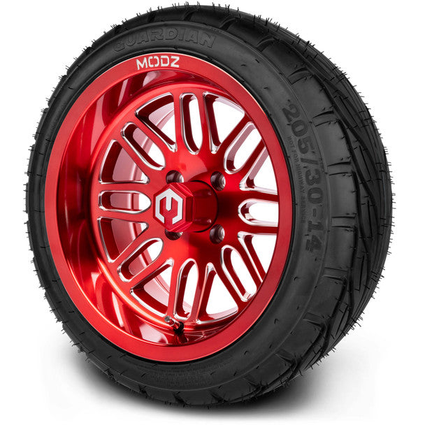 14" Mayhem Brushed Red with Ball Mill Wheels & Street Tires Combo MODZ