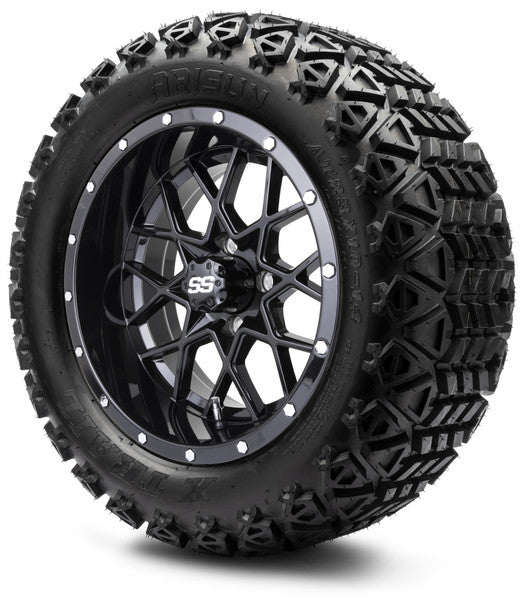 14" Vortex Glossy Black Wheels & Off-Road Tires Combo MODZ