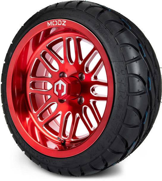 14" Mayhem Brushed Red with Ball Mill Wheels & Street Tires Combo MODZ