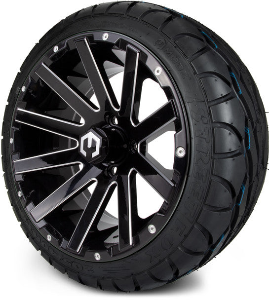 14" Mauler Glossy Black with Ball Mill Wheels & Street Tires Combo MODZ