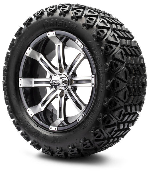 14" Tempest Machined Black Wheels & Off-Road Tires Combo MODZ