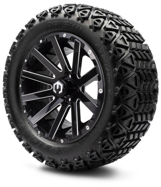 14" Mauler Glossy Black with Ball Mill Wheels & Off-Road Tires Combo MODZ