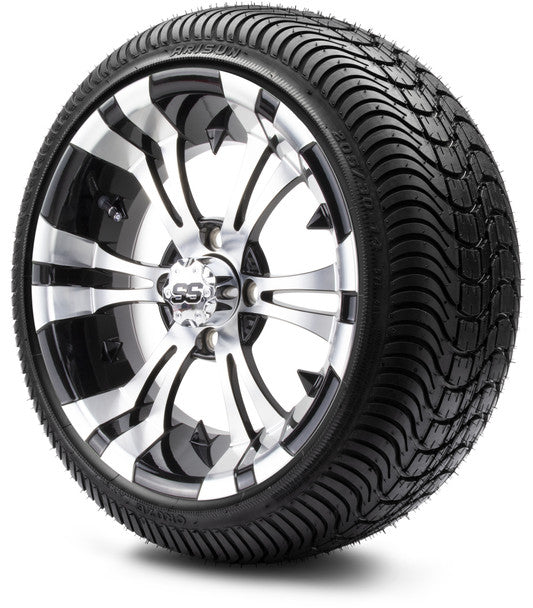 14" Vampire Machined Black Wheels & Street Tires Combo MODZ