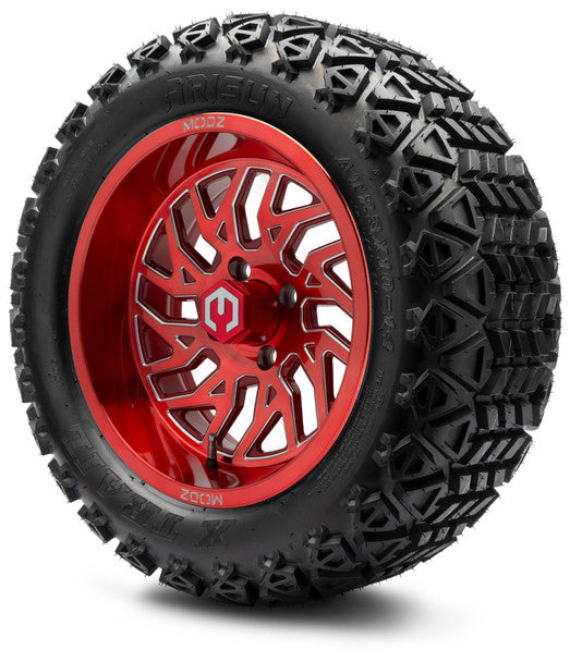 14" Carnage Brushed Red with Ball Mill Wheels & Off-Road Tires Combo MODZ