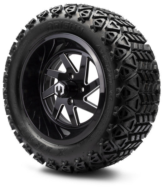 14" Fury Glossy Black with Ball Mill Wheels & Off-Road Tires Combo MODZ