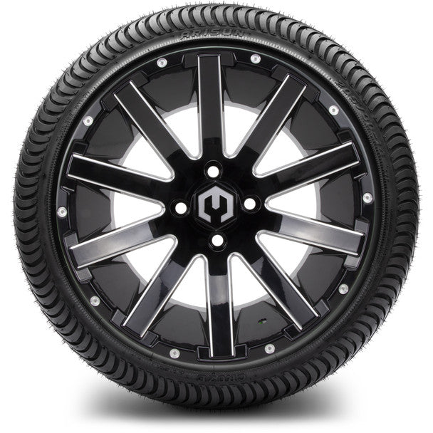 14" Mauler Glossy Black with Ball Mill Wheels & Street Tires Combo MODZ