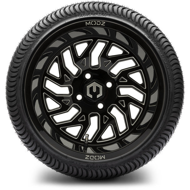 14" Carnage Glossy Black with Ball Mill Wheels & Street Tires Combo MODZ