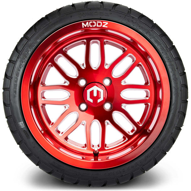 14" Mayhem Brushed Red with Ball Mill Wheels & Street Tires Combo MODZ